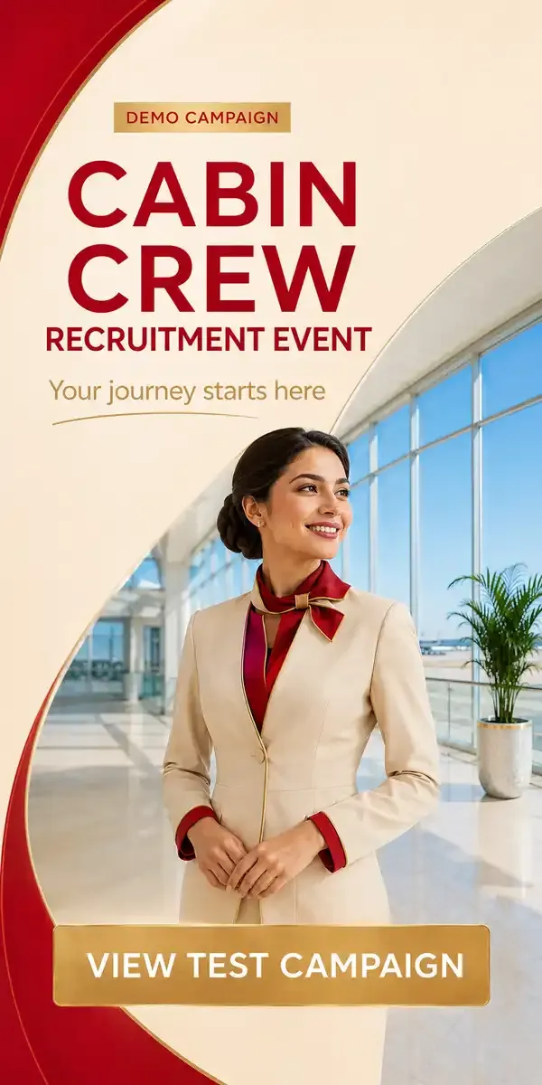 Article sidebar sponsored banners for airlines: Emirates Cabin Crew Open Day, Etihad Recruitment Event, Qatar Airways recruitment event, Delta Flight Attendant Recruitment Event, United Flight Attendant Recruitment Event and American Airlines Flight Attendant Recruitment Event.